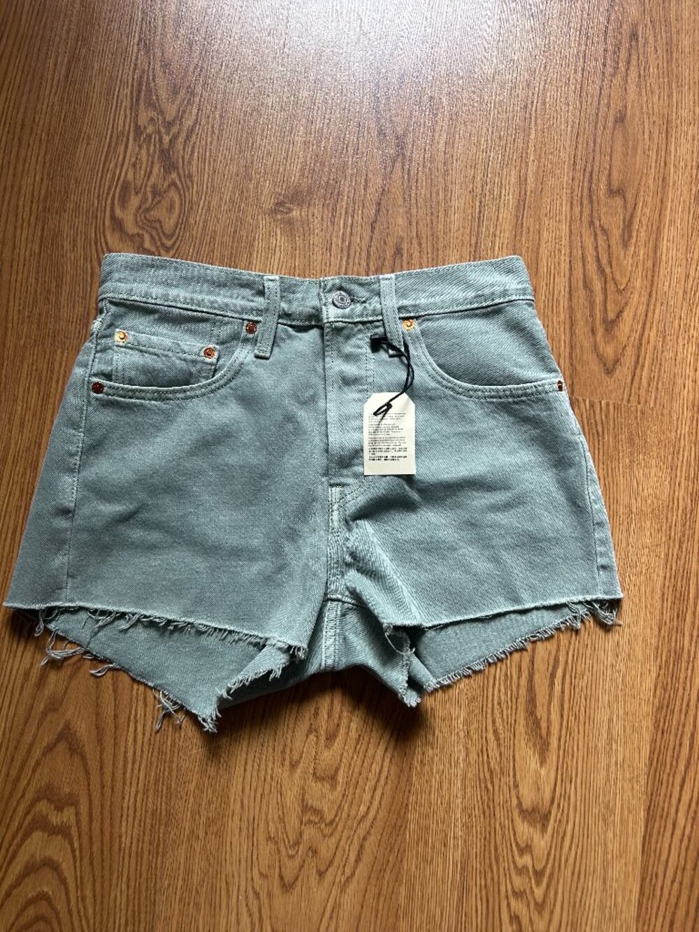 Levis New 501 denim olive green shorts